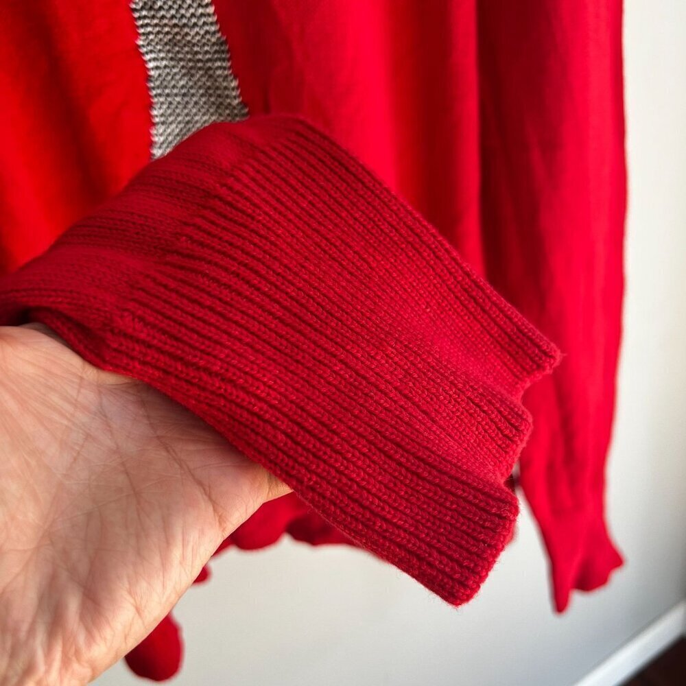 Karl Lagerfield Womens Eiffel Tower Bow Coquette Sweater LARGE Red Long Sleeve - Picture 5 of 11